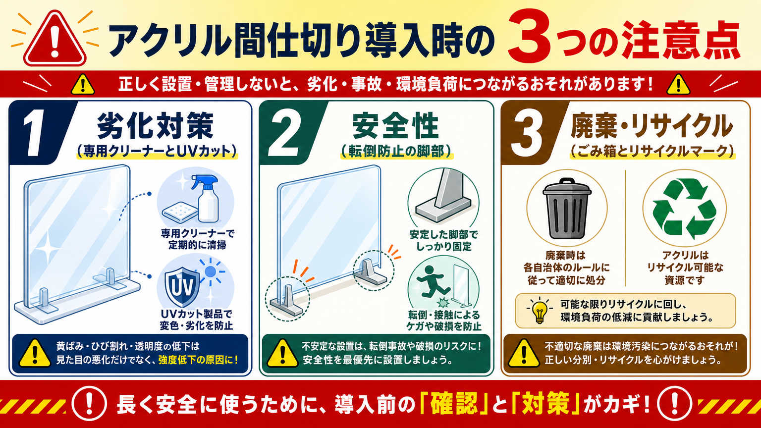 アクリル間仕切り導入時の注意点